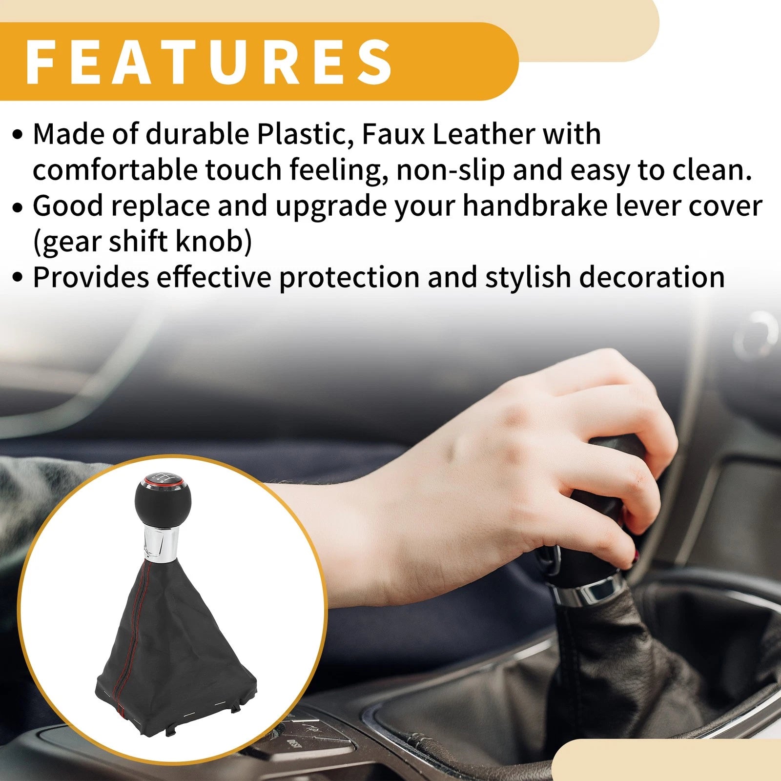 6 Speed Gear Shift Knob with Boot Dust Cover for Audi A3 (2008–2013)