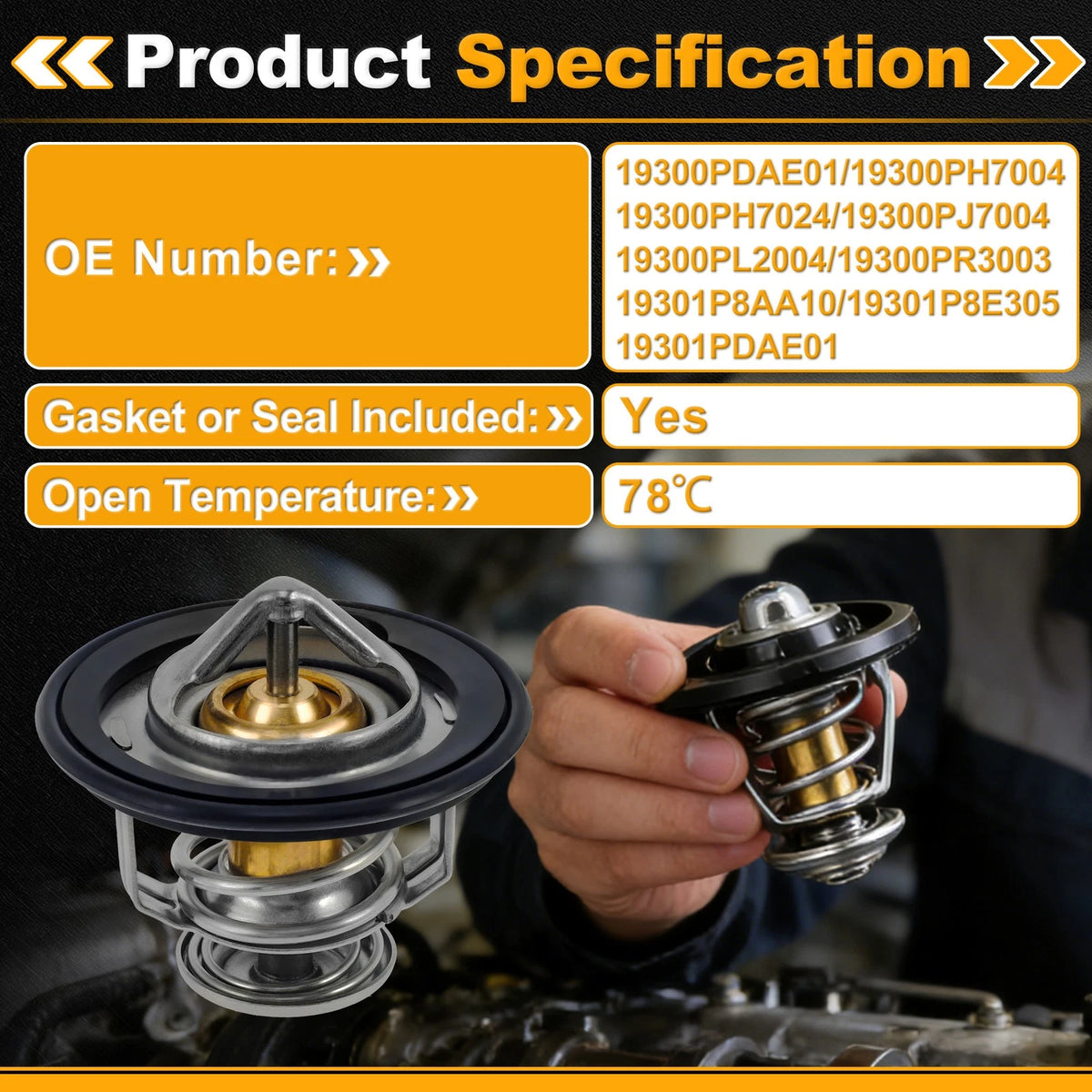 Engine Coolant Thermostat 19300PDAE01 for Acura CL (1998–1999) L4 2.3L