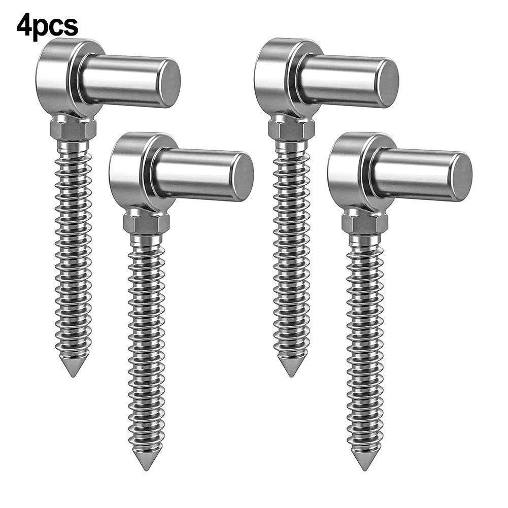 4 Pack Wood Threaded Bolt Hinges for Garden Door Assemblies