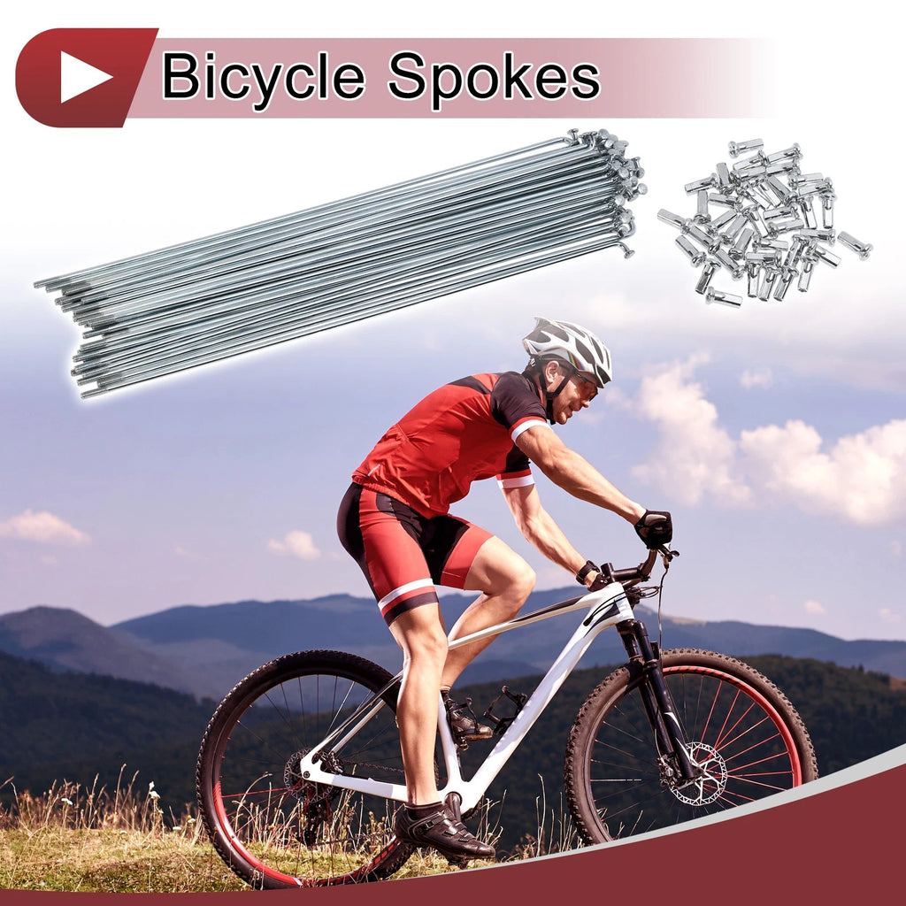 Bicycle Wheel Spokes Set 220mm Carbon Steel Galvanized for Universal Bikes