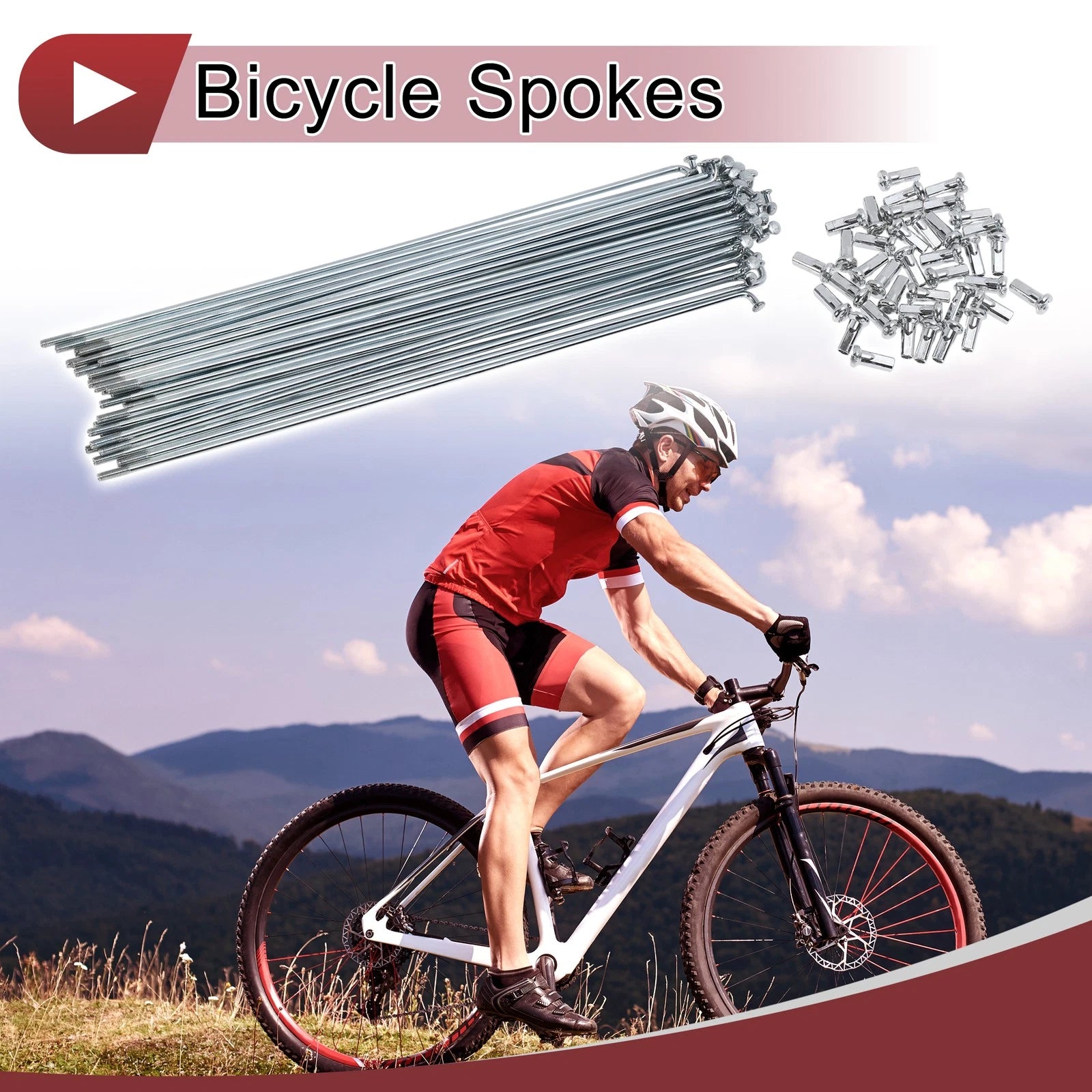 Bicycle Wheel Spokes Set 220mm Carbon Steel Galvanized for Universal Bikes