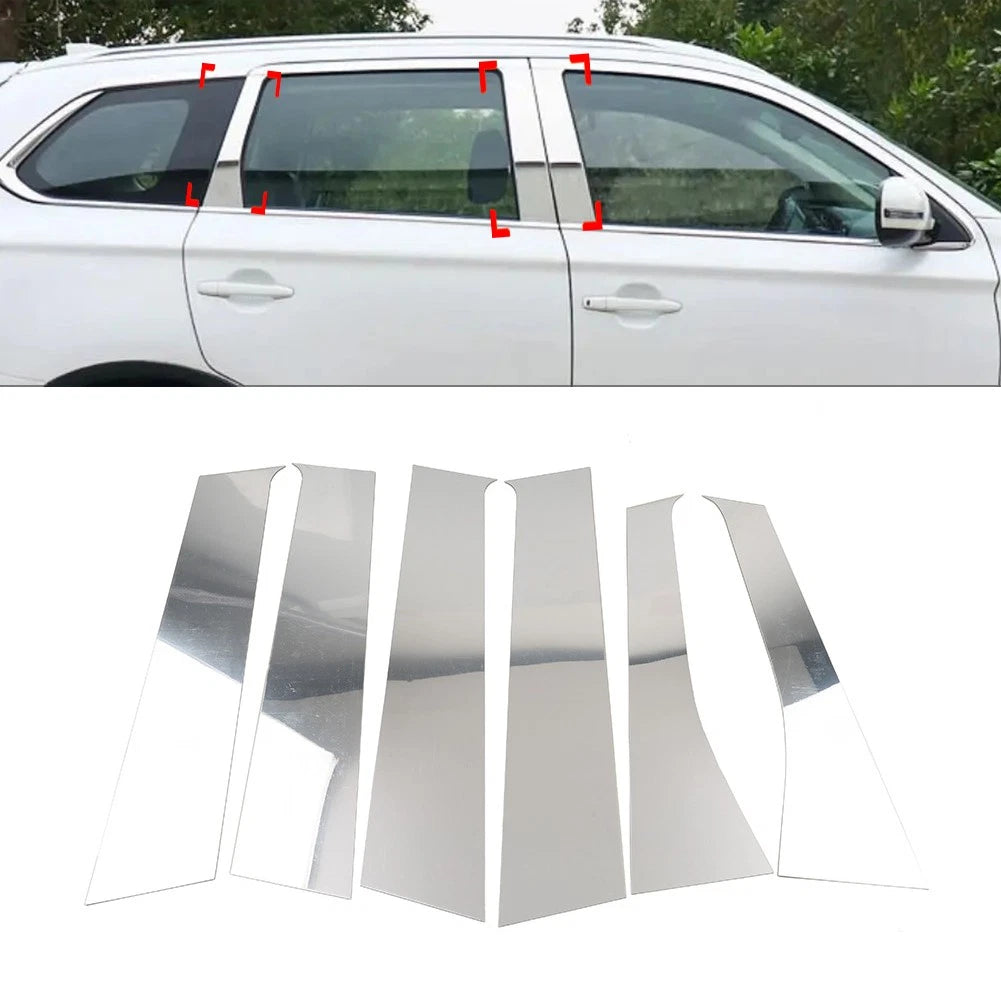 Set of 4 Pillar Post Door Window Covers for Mitsubishi Outlander (2013–2021) Silver