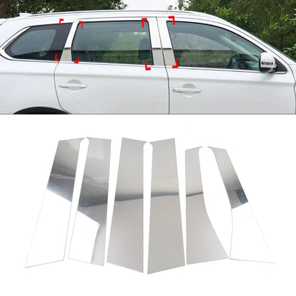 Set of 4 Pillar Post Door Window Covers for Mitsubishi Outlander (2013–2021) Silver