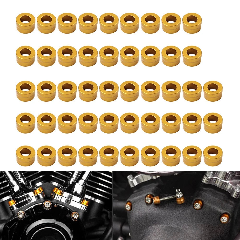 48X Engine Bolt Topper Caps Gold for Harley Twin Cam (2000–2017)