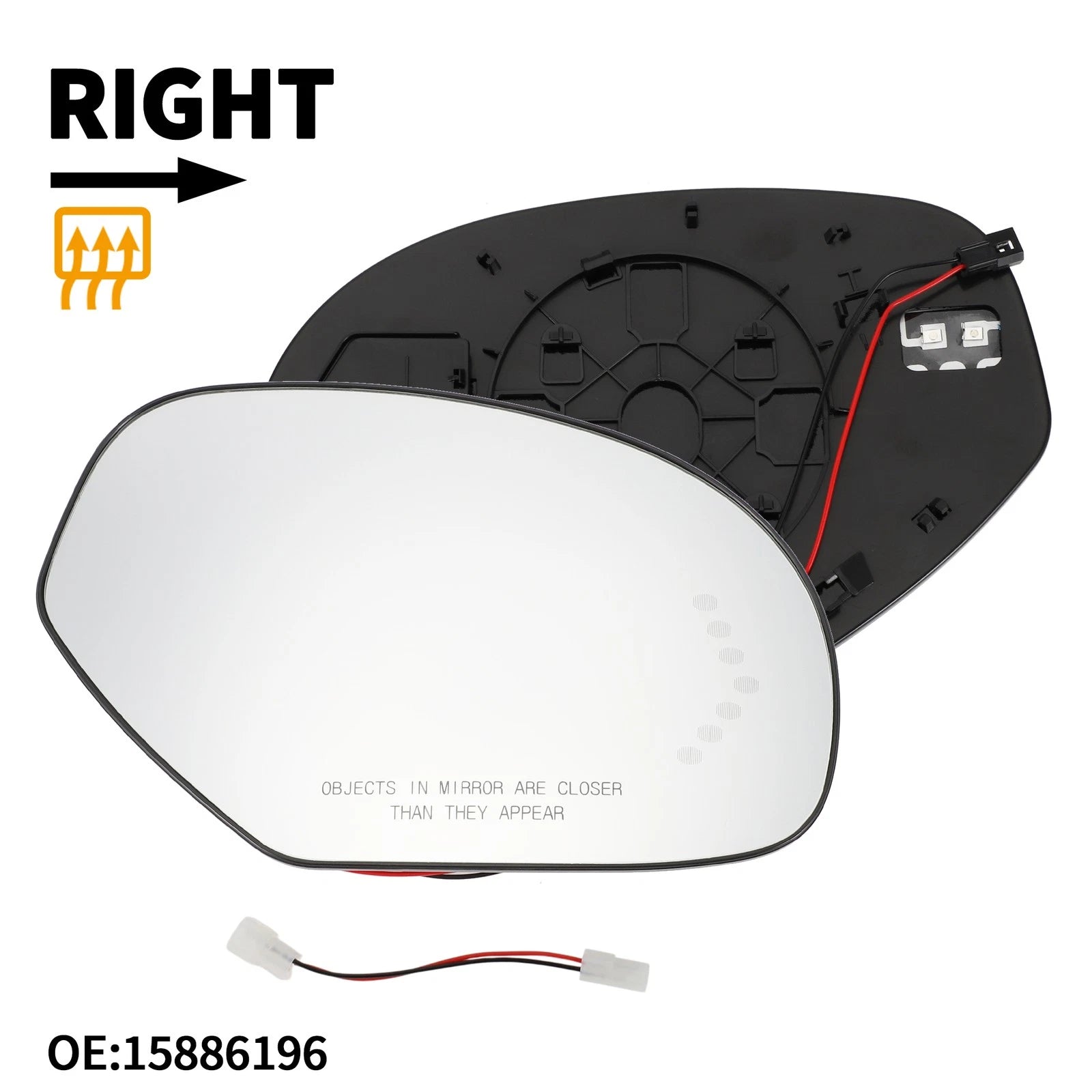 Heated Right Mirror Glass Replacement for GMC Sierra 2500 HD 3500 (2011–2019)