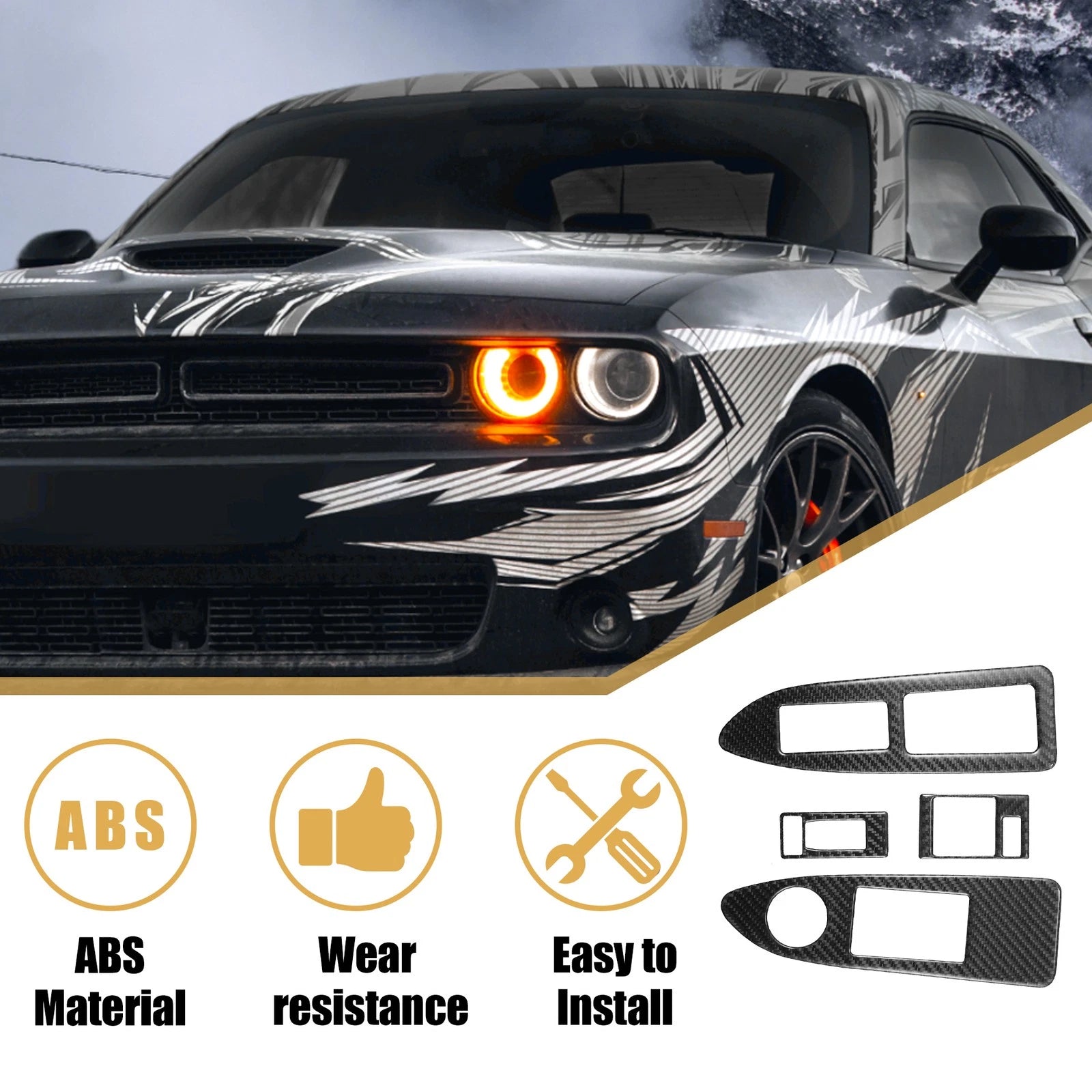 Window Lift Switch Panel Stickers 2pcs for Dodge Challenger (2008–2014)