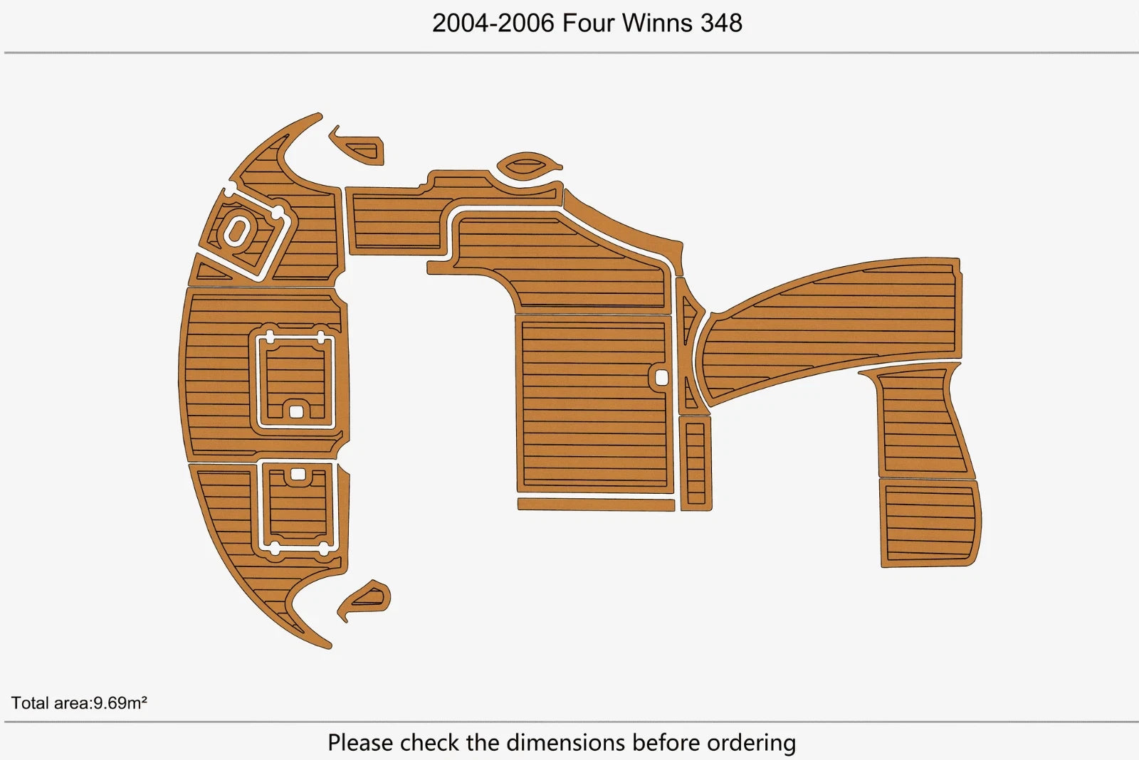 EVA Foam Teak Deck Flooring Pads for Four Winns 348 (2006)
