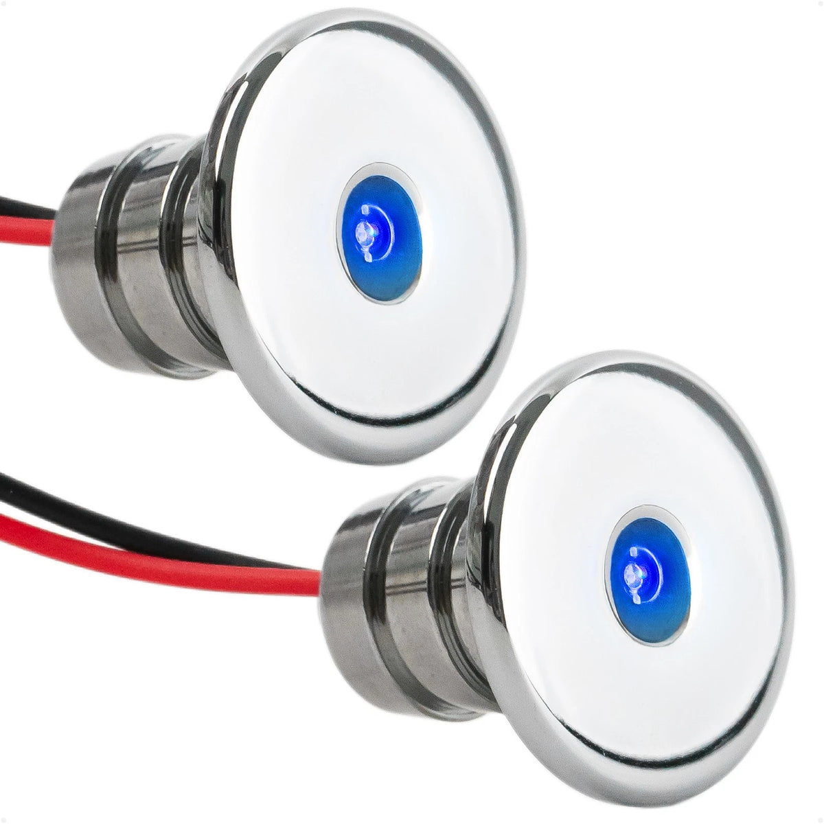 2X Round Blue LED Courtesy Lights for Boat Interior (Deluxe Mini)