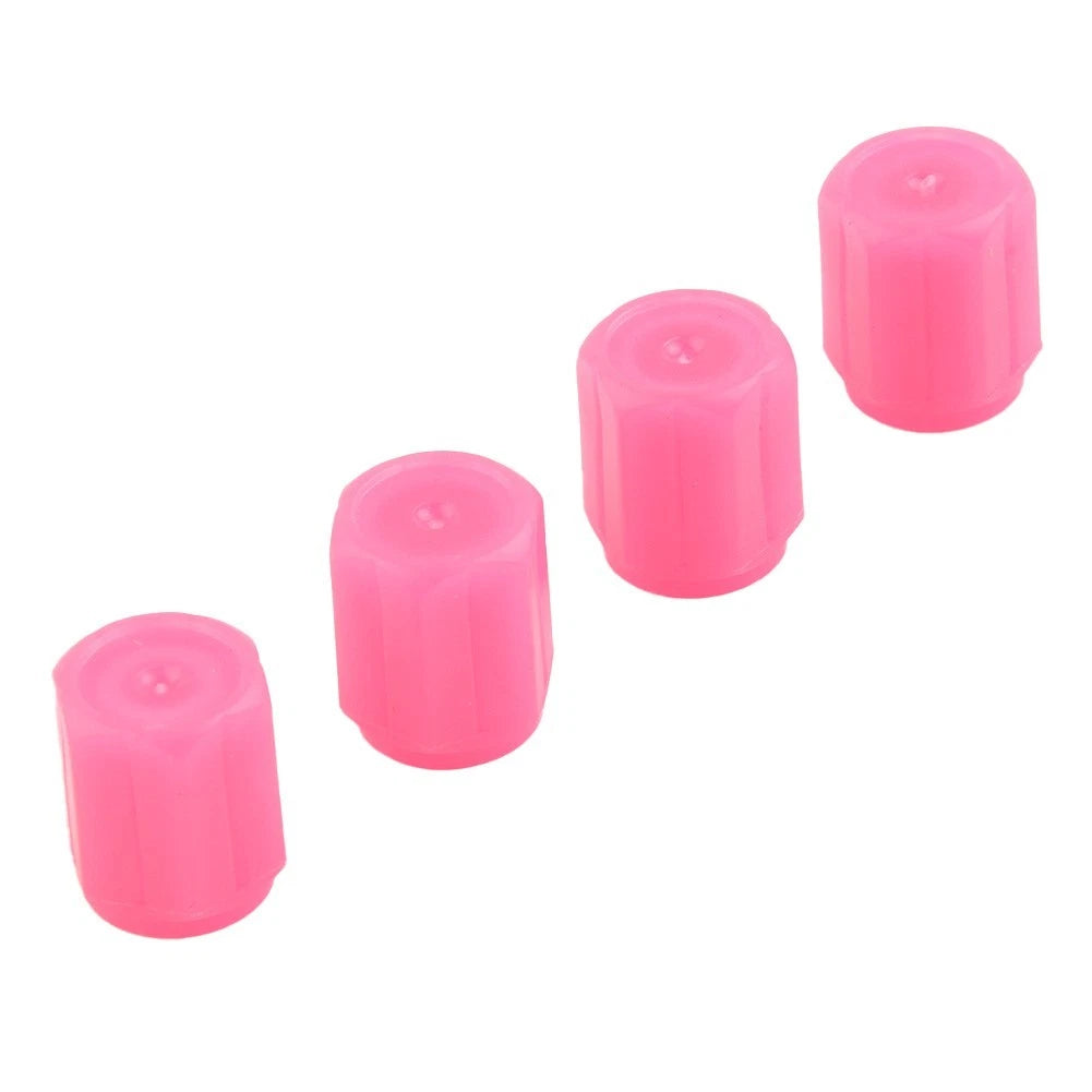 Set of 4 Tire Valve Covers for ABS Car (Luminous Pink)