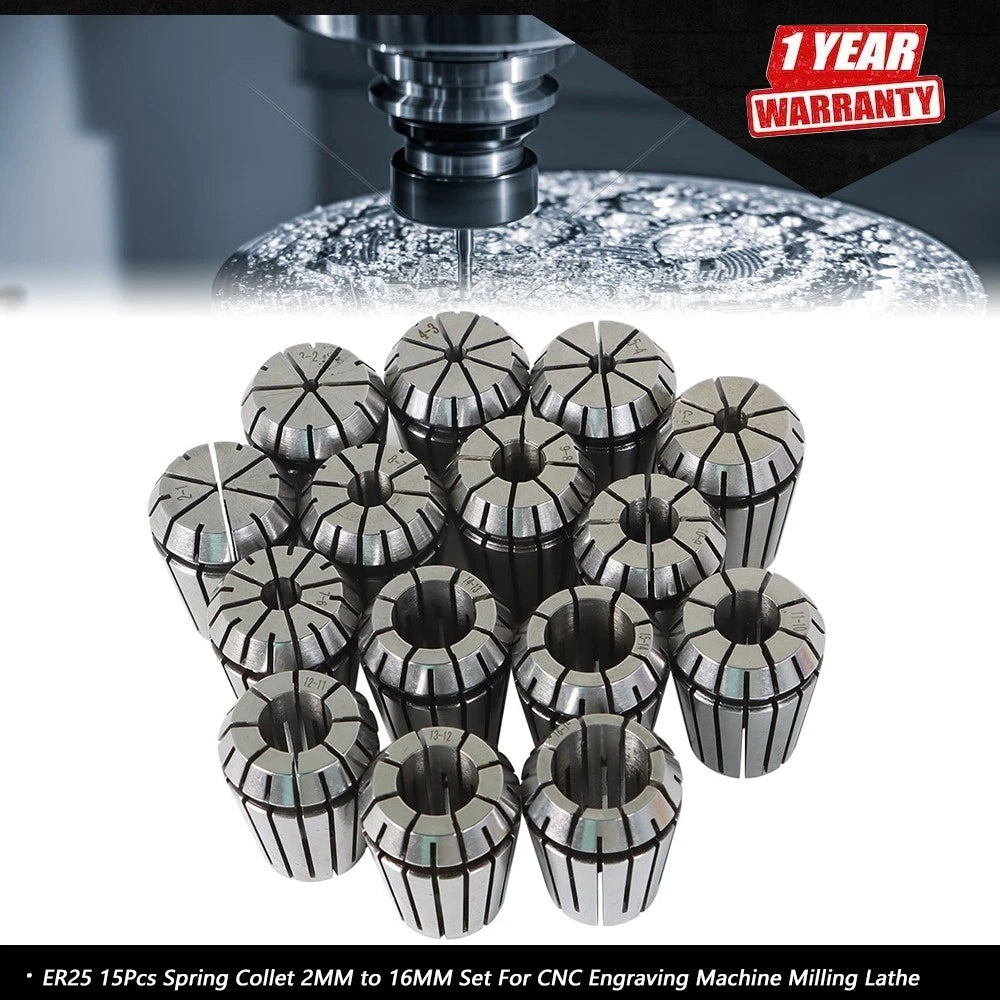 15Pcs Spring Collet Set 2MM to 16MM for CNC Engraving Machine