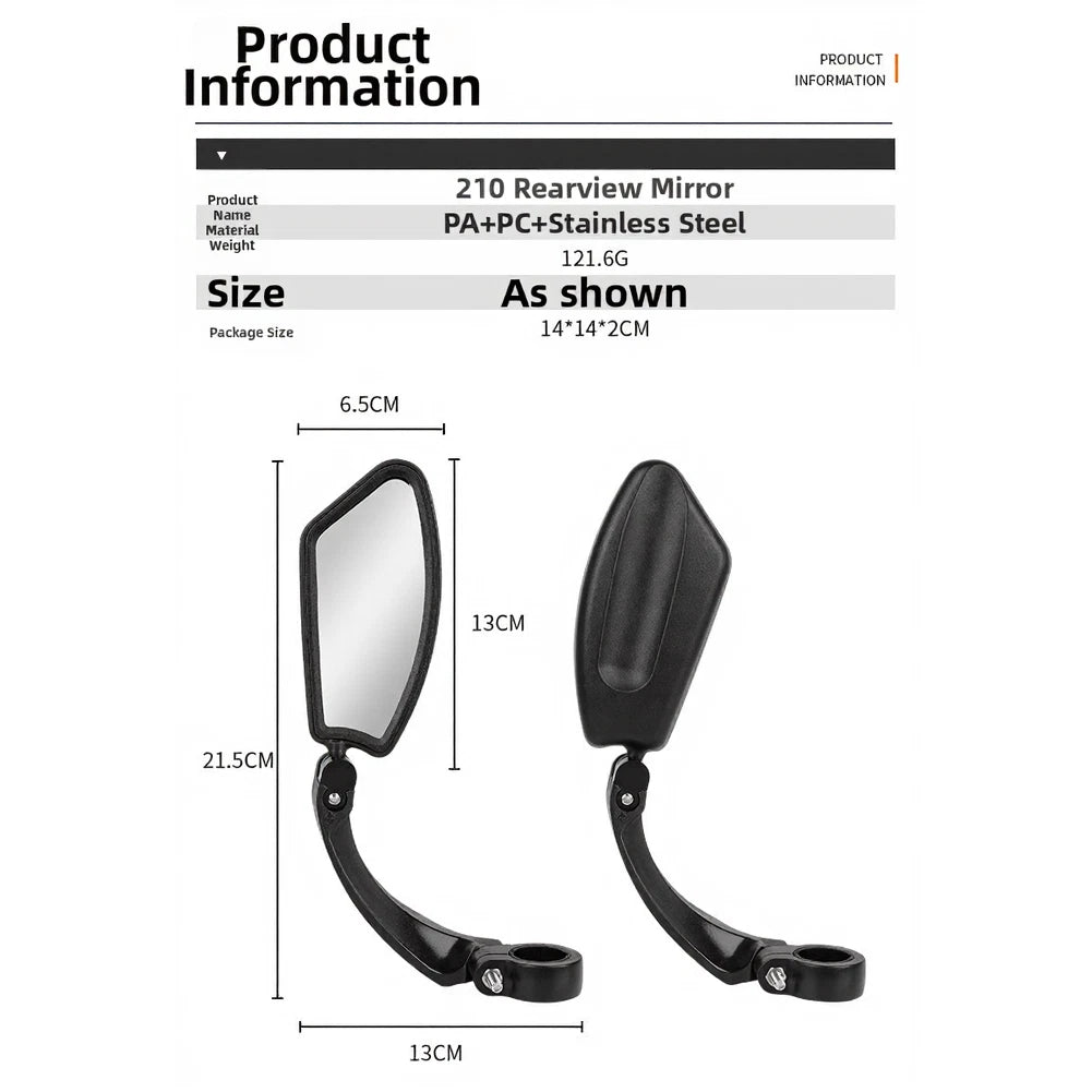 Rearview Mirror for Bike (2010–2023) - Anti Shock Design, ABS Body