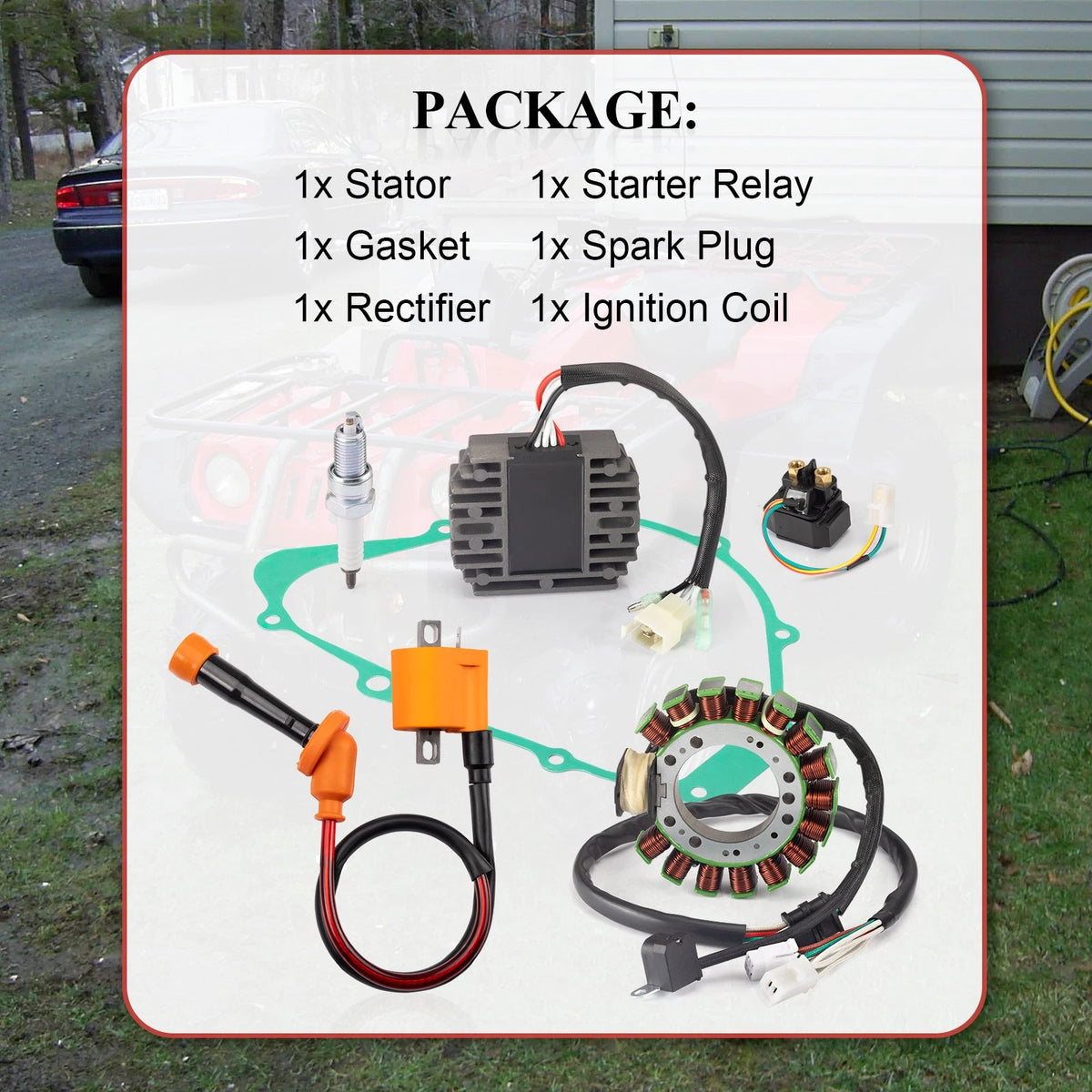 Stator, Ignition Coil, Rectifier, Relay, Gasket for Yamaha Grizzly 600 (1998)