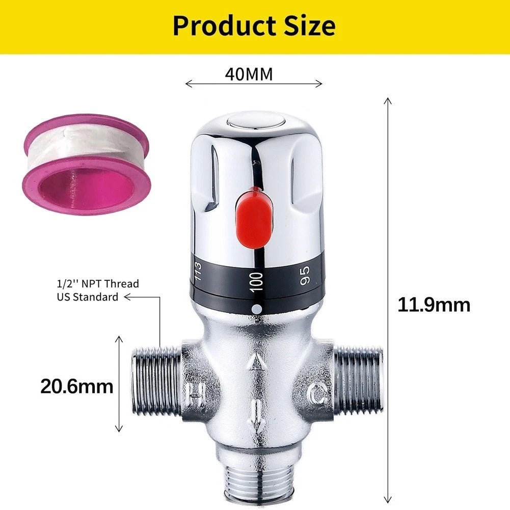 Water Control Thermostatic Mixing Valve Brass Body NPT Thread 12 Size