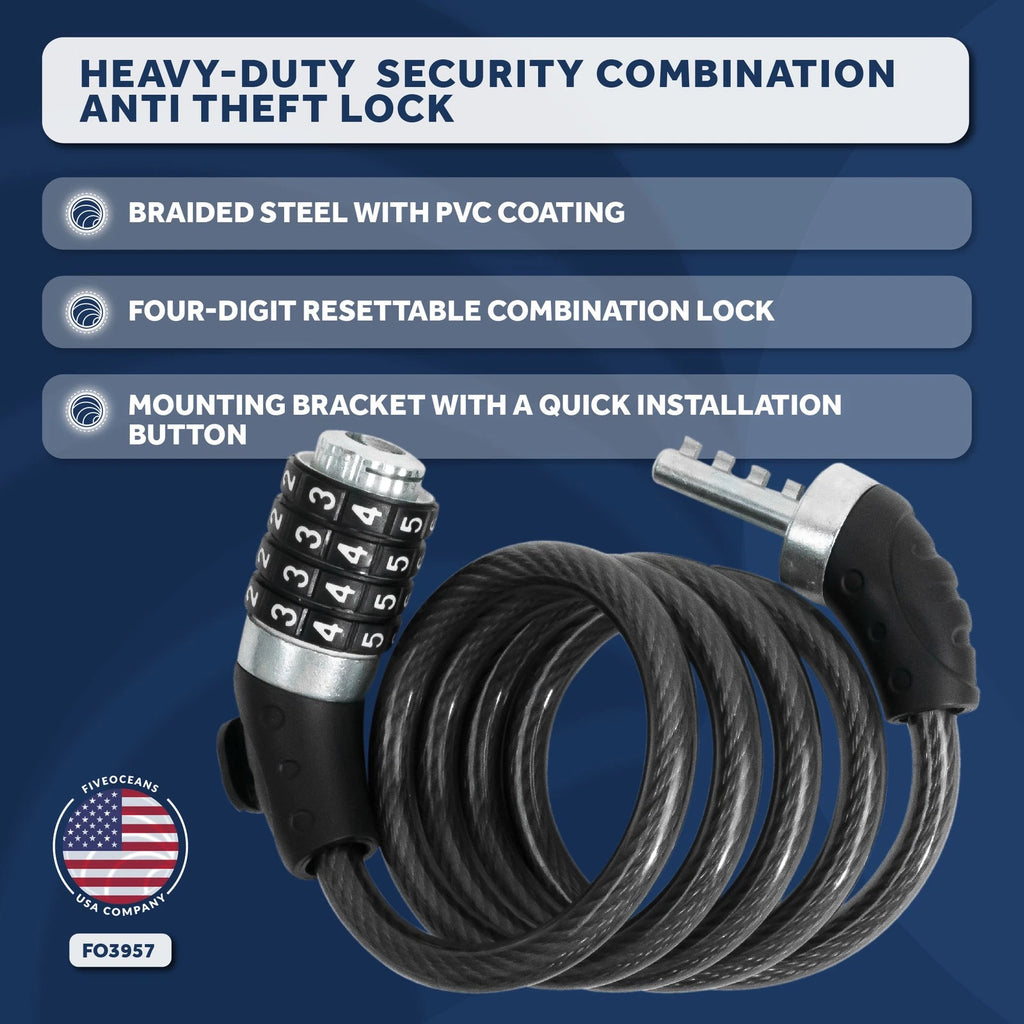 Bike Lock Cable, Combination Anti Theft Resettable Lock for Bicycle
