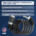 Bike Lock Cable, Combination Anti Theft Resettable Lock for Bicycle