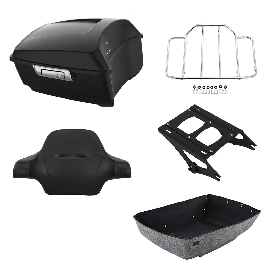 Matte Black Trunk Backrest Pad Rack for Harley Road Glide (2014–2026)