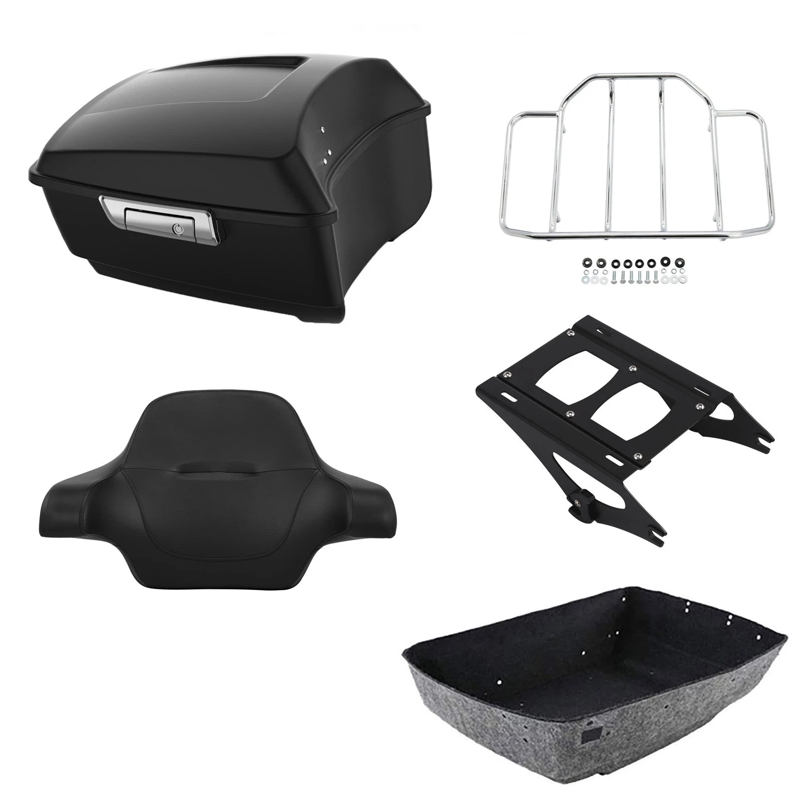 Matte Black Trunk Backrest Pad Rack for Harley Road Glide (2014–2026)