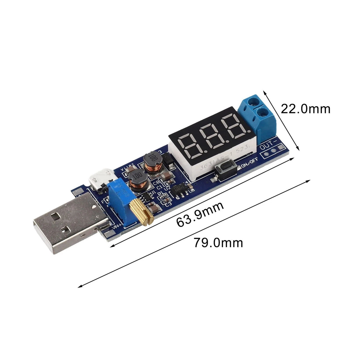 USB Boost Power Regulator Module for Adjustable Voltage Output (5V)
