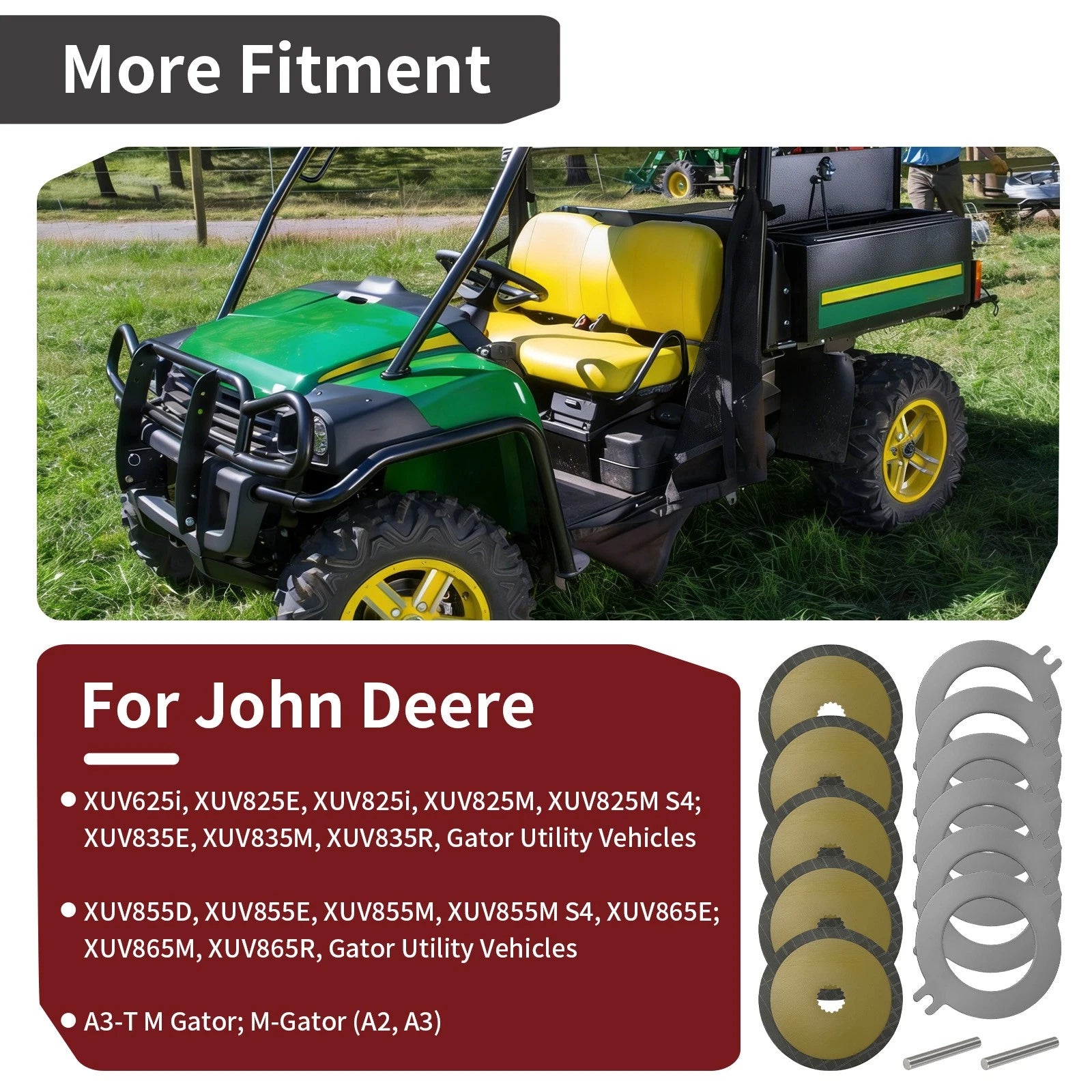 Wet Parking Brake Disk Kit for John Deere Gator XUV 625 825 835 855 865 (2010–2023)
