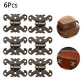 6x Antique Bronze Mini Folding Hinges for Jewelry Box Toolbox Decor