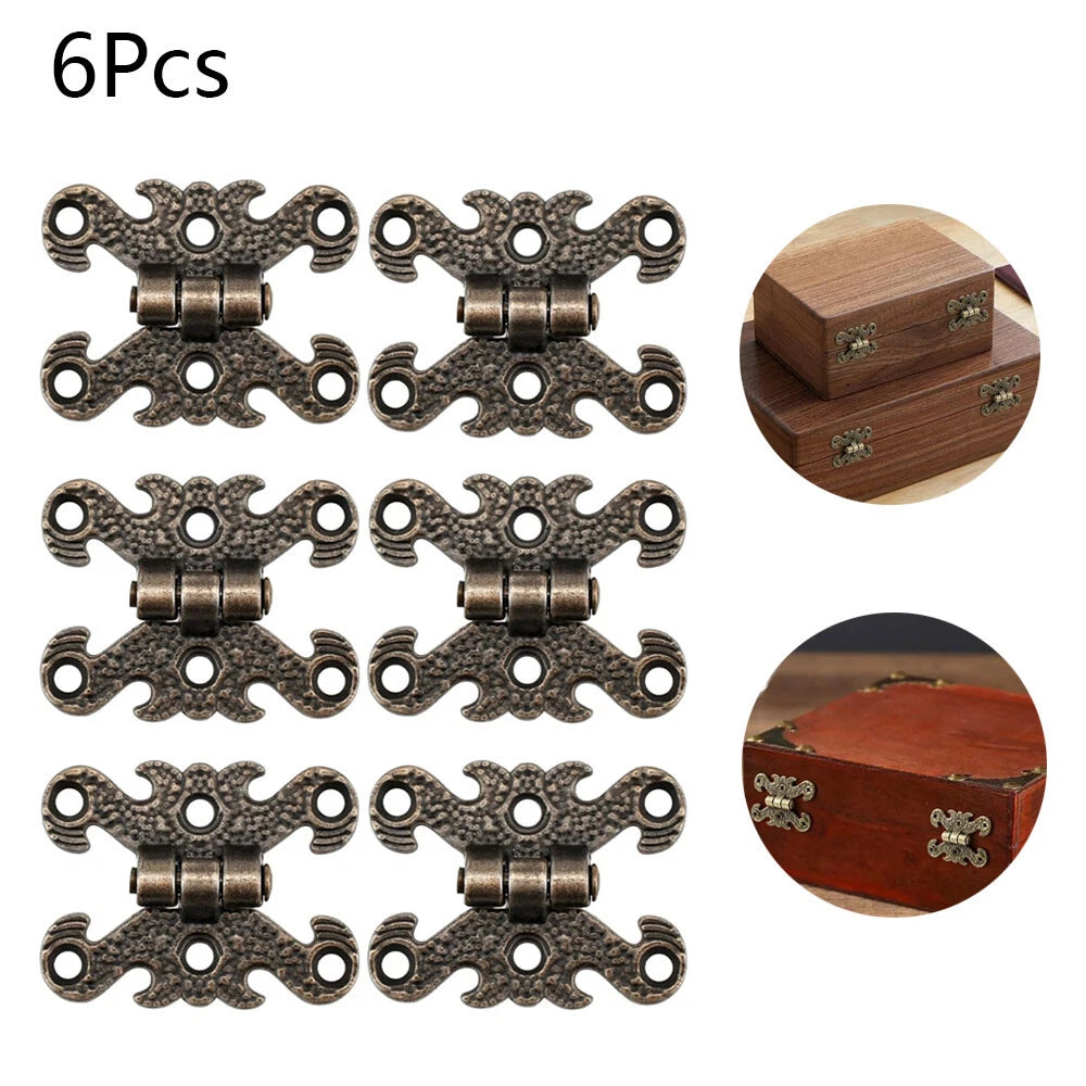 6x Antique Bronze Mini Folding Hinges for Jewelry Box Toolbox Decor