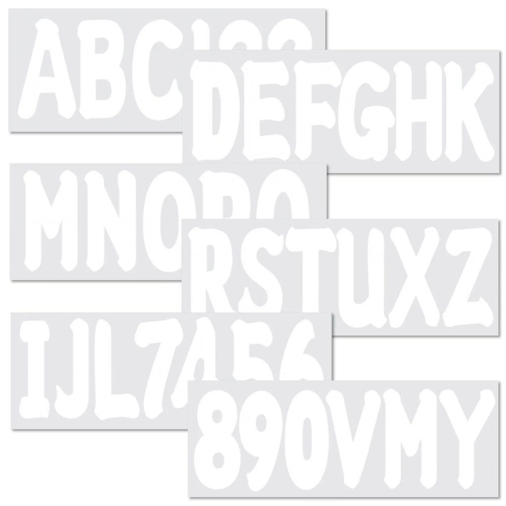 Set of 4 White Decal Letters & Numbers for Boat Registration (A-Z, 0-9)