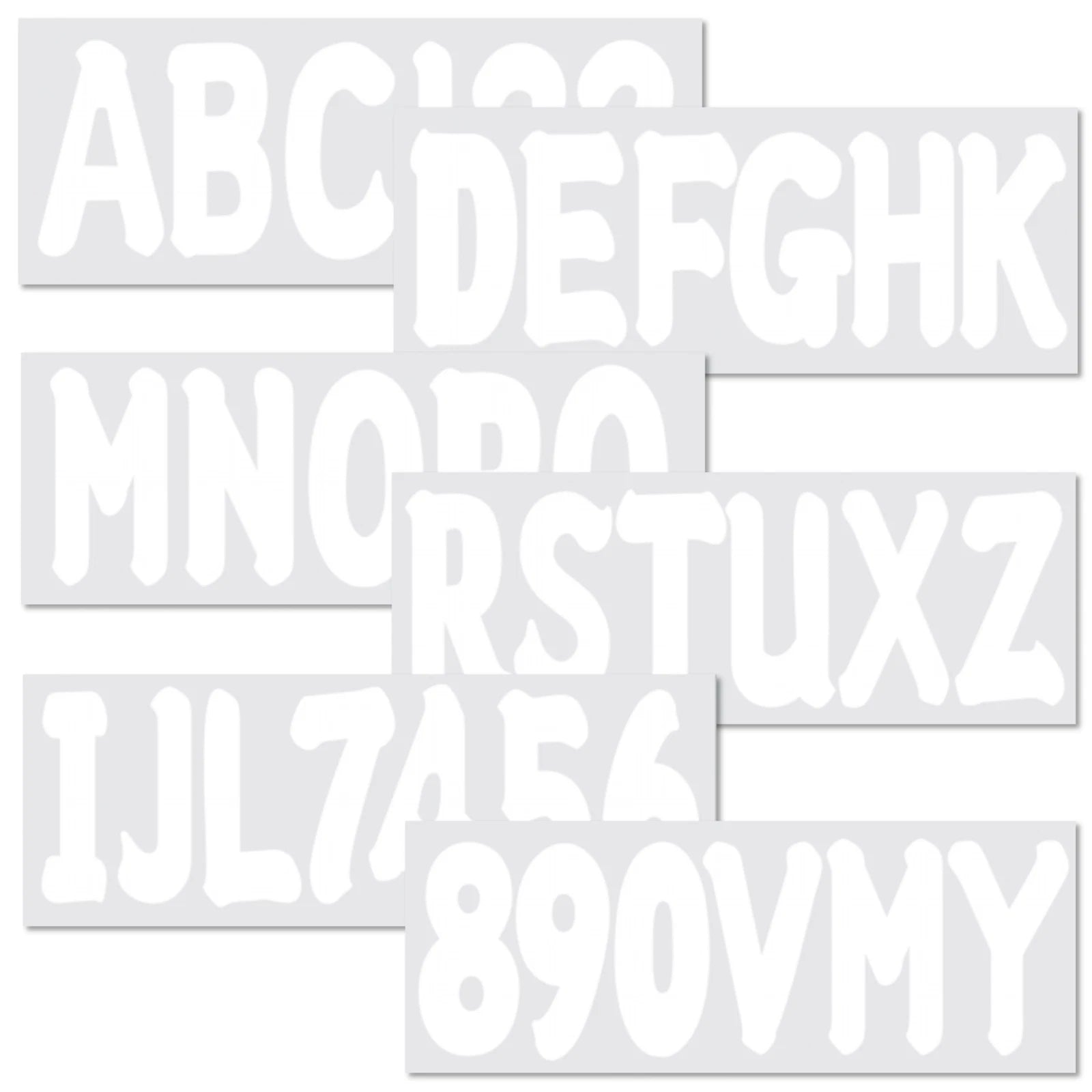 Set of 4 White Decal Letters & Numbers for Boat Registration (A-Z, 0-9)