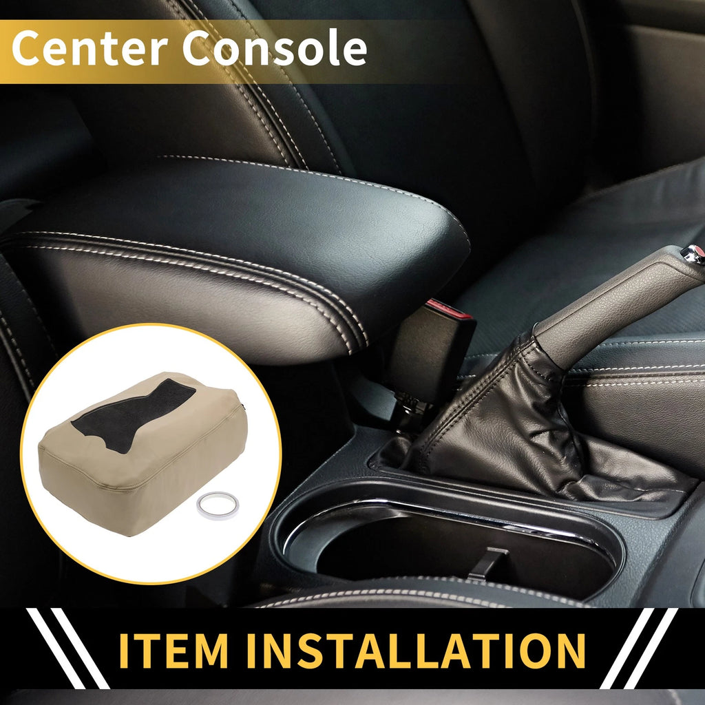 Center Console Cover Replacement for Chevrolet Microfiber Leather With Zipper (Beige)