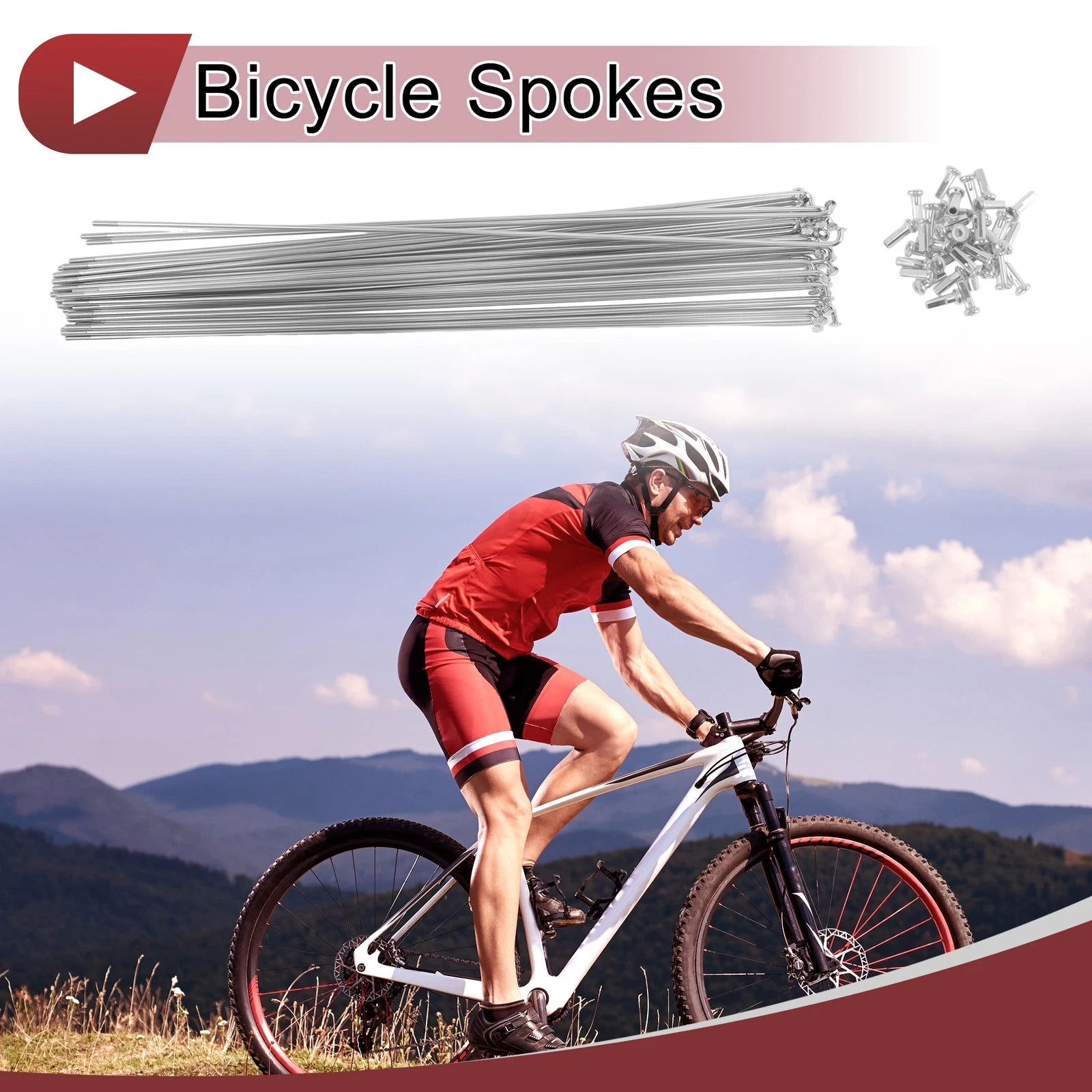 Bicycle Spoke Set 14G 259mm Galvanized Steel for Universal Bicycles (—)