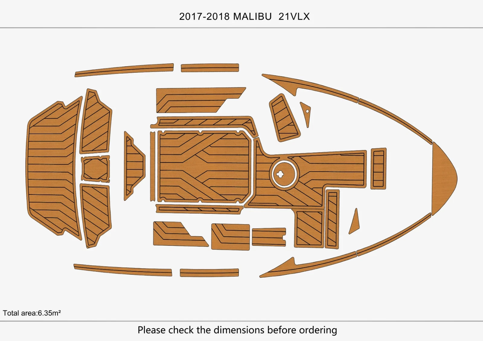 EVA Foam Teak Deck Floor Mats for Malibu 21 VLX (2017)