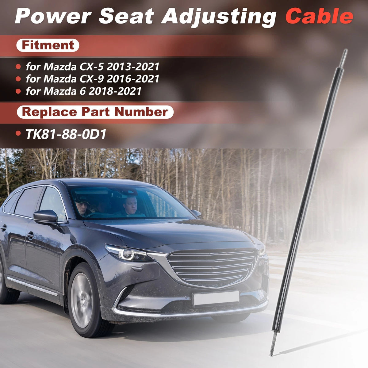 Power Seat Adjusting Cable Assembly TK81-88-0D1 for Mazda 6 CX-5 CX-9 (2013–2021)