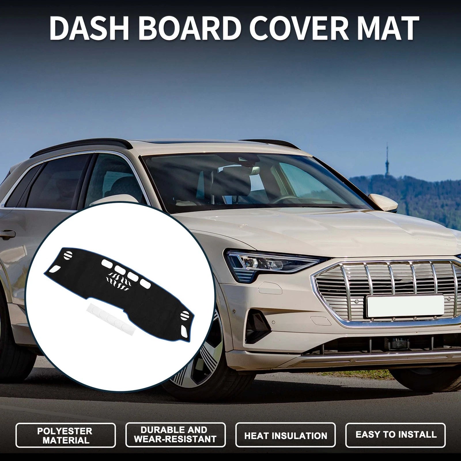 Dash Cover Mat Sun Protector Pad Black Blue for Audi A4 (2017–2020)