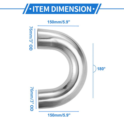 76mm 180 Degree U Bend Aluminum Alloy Tube Pipe for Custom Applications
