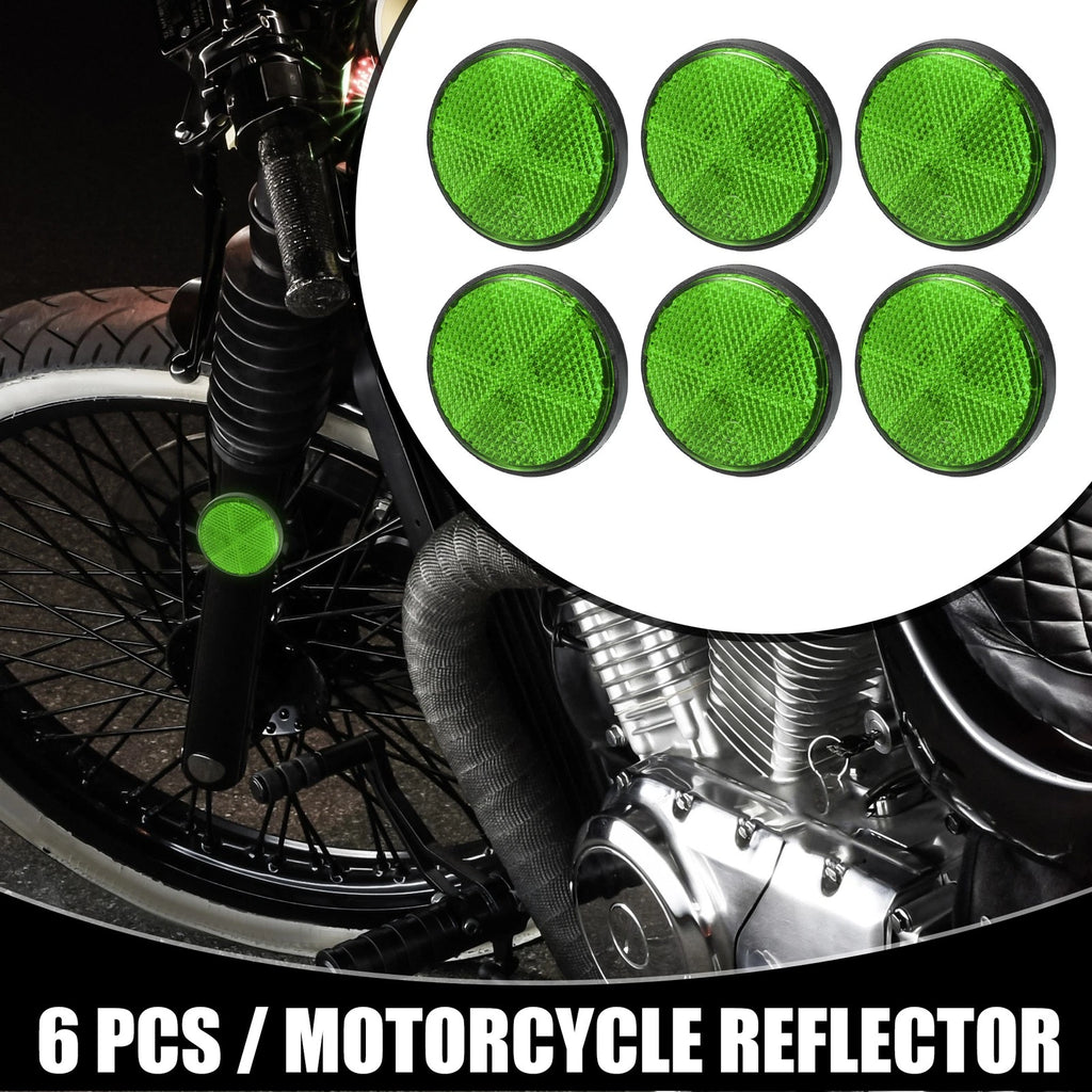 6pc Universal Round Motorcycle Reflectors Green 2.20x0.31 for Bike (Universal)