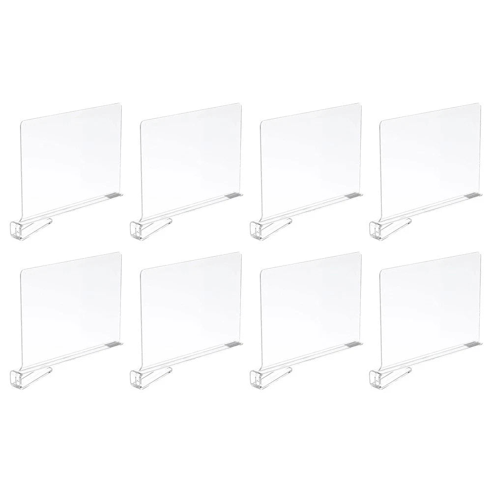 8 Pack Clear Acrylic Shelf Dividers for Kitchen and Classroom Organization