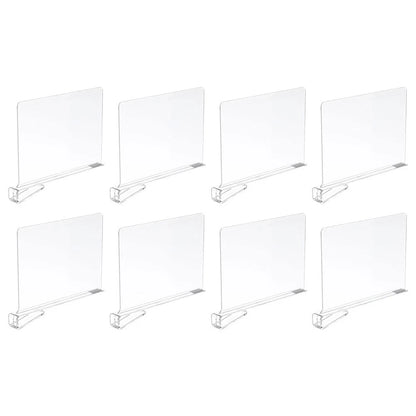 8 Pack Clear Acrylic Shelf Dividers for Kitchen and Classroom Organization