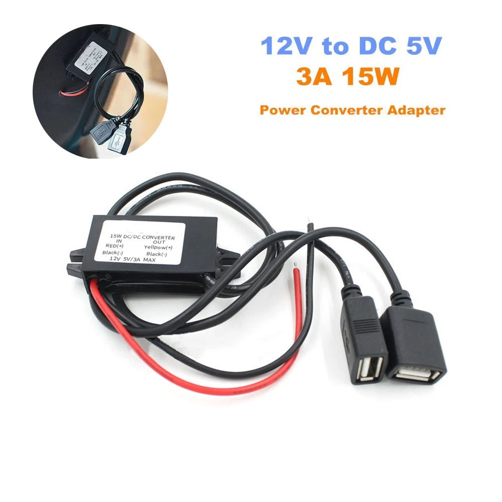 12V to 5V 3A DC Dual USB Step Down Buck Converter for Dash Cam (2010–2023)