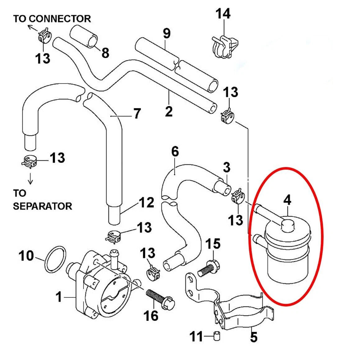 Fuel Filter for Johnson Evinrude OMC 25-70 HP 4-Stroke (1990–2023) 5032323 15410-87J10