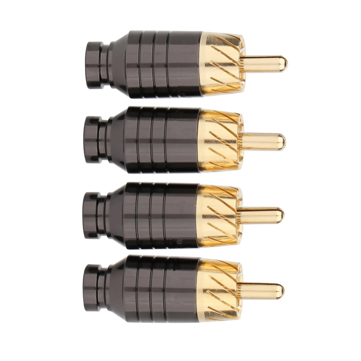 Set of 4 Copper RCA Plug Gold Plated Audio Video Adapter Connectors