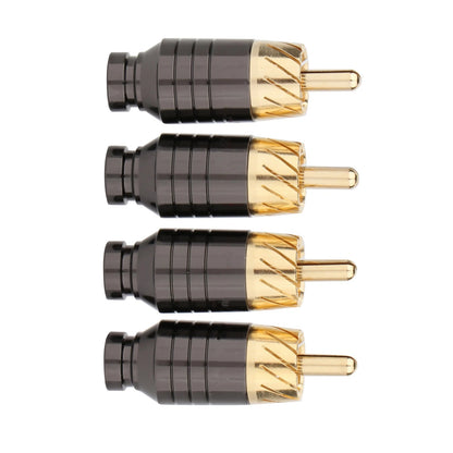 Set of 4 Copper RCA Plug Gold Plated Audio Video Adapter Connectors