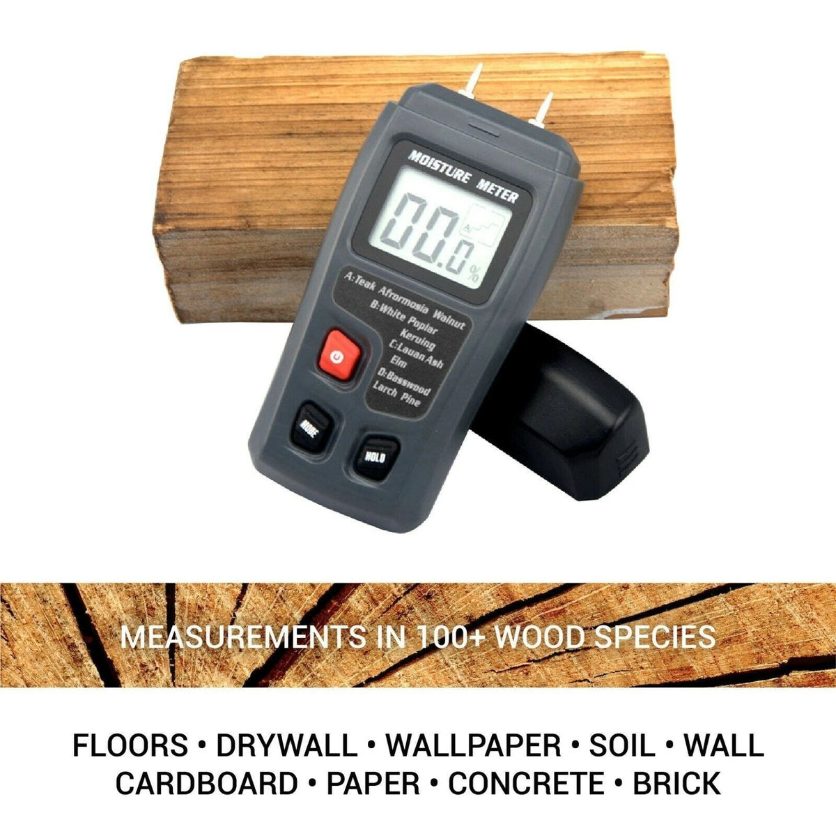Moisture Tester for Wood (Digital, LCD, Two Pins)
