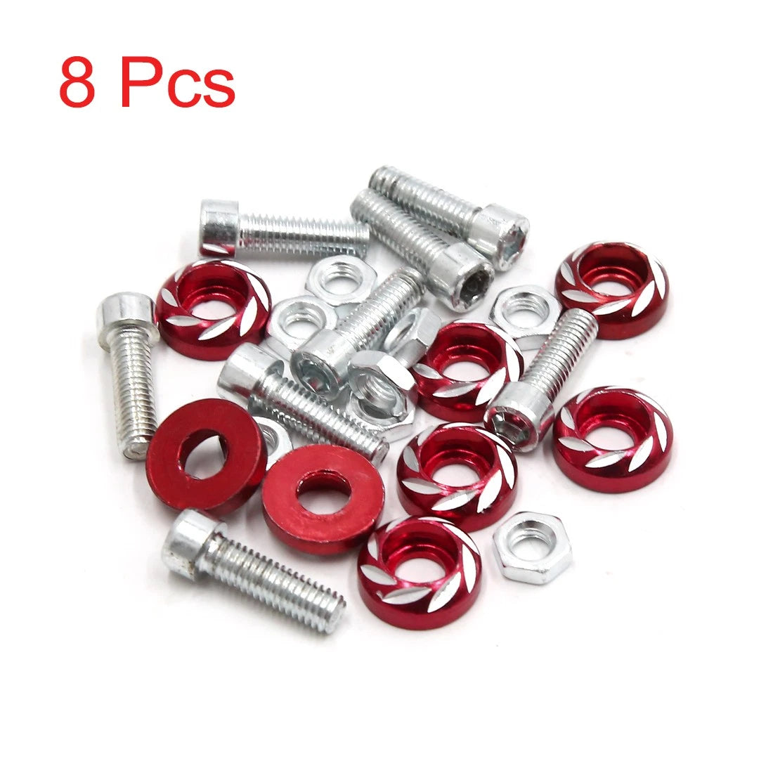 8pc License Plate Frame Screws 6mm Thread for Motorcycle Red (2000–2026)