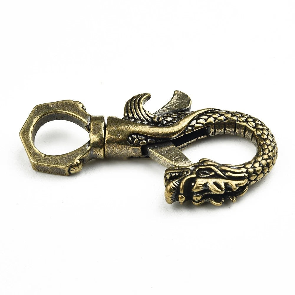 Retro Brass Dragon Figurine Mini Statue Keychain for Office, Living Room