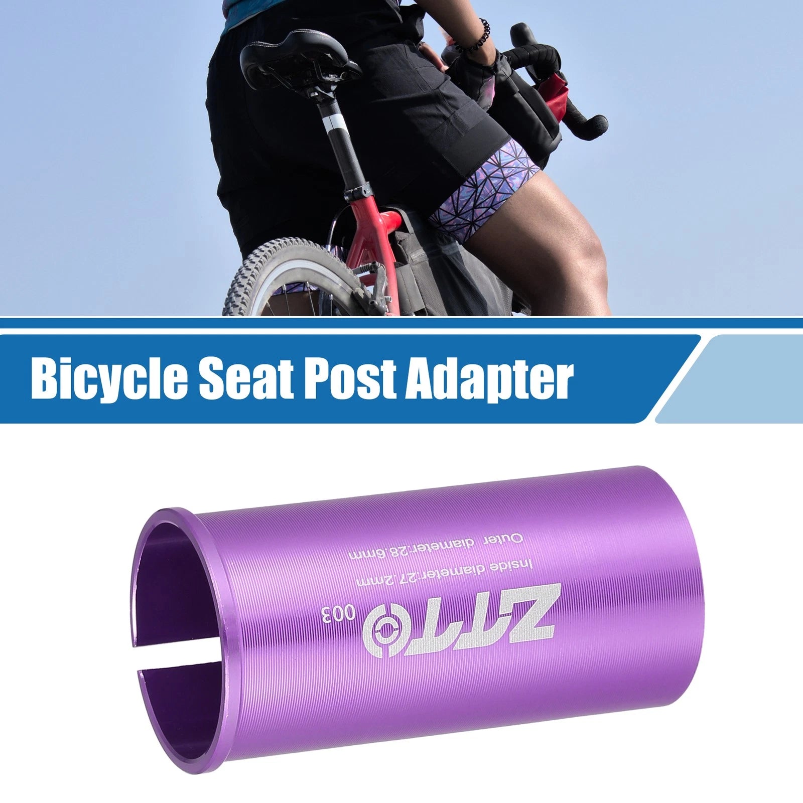 Seat Post Adapter Durable Purple 27.2mm ID 28.6mm OD for Bicycle (—)