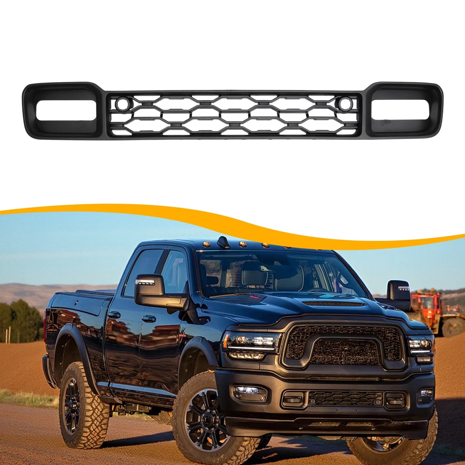 Front Bumper Grille Cover Replacement for Dodge Ram 2500 3500 (2019–2024)