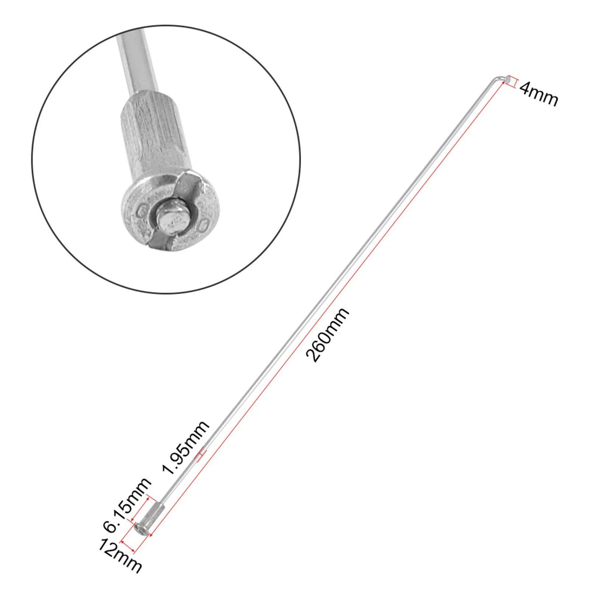 Bike Spokes 10 Pcs Replacement for 26in Mountain Road Bicycle (2mm)