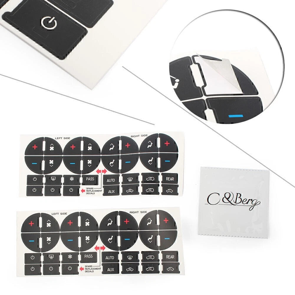 Vinyl AC Button Repair Kit Decal Stickers Dash Replacement for 07-13 Chevy GMC