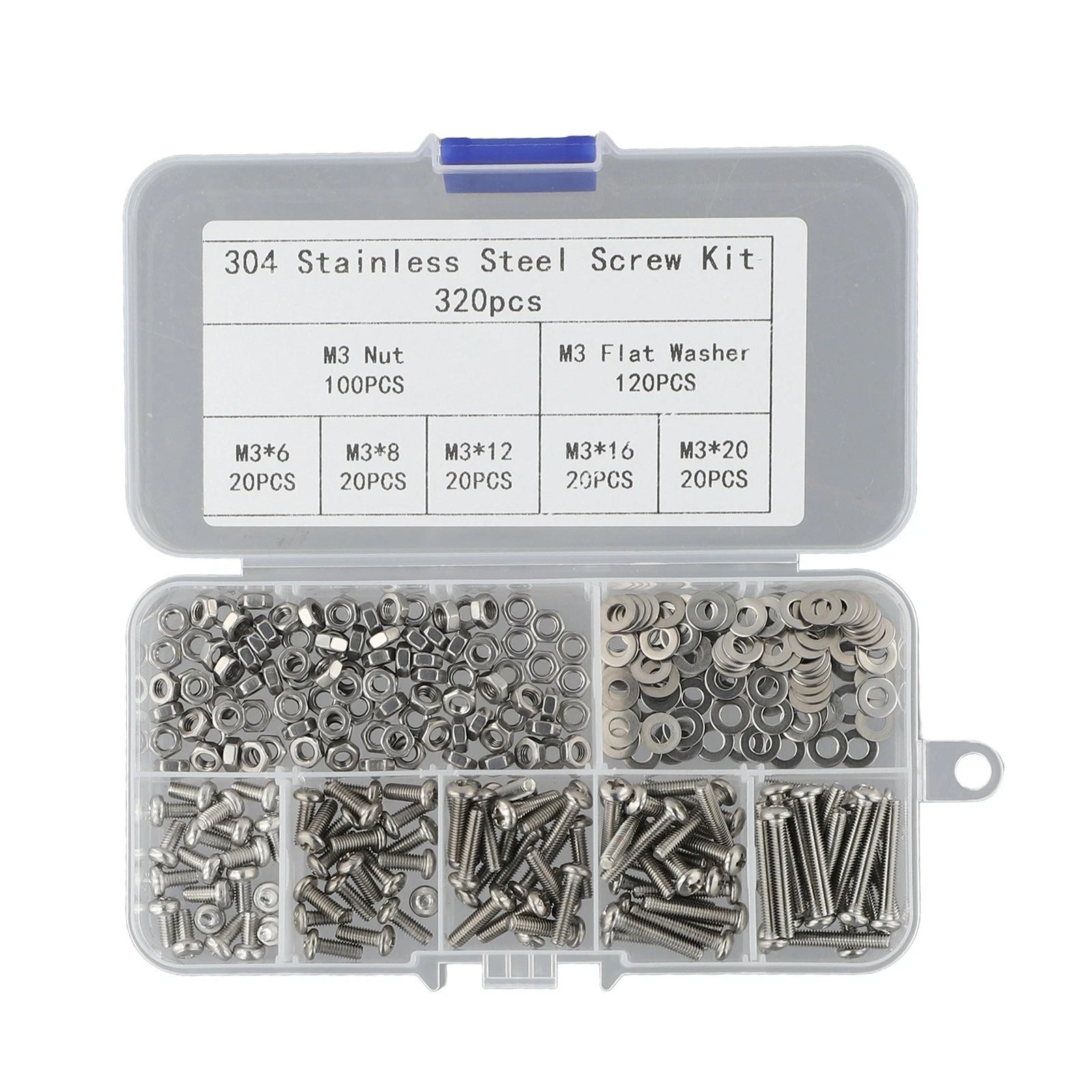 320 pcs Stainless Steel Screw Bolt Nut Set for Assorted Applications