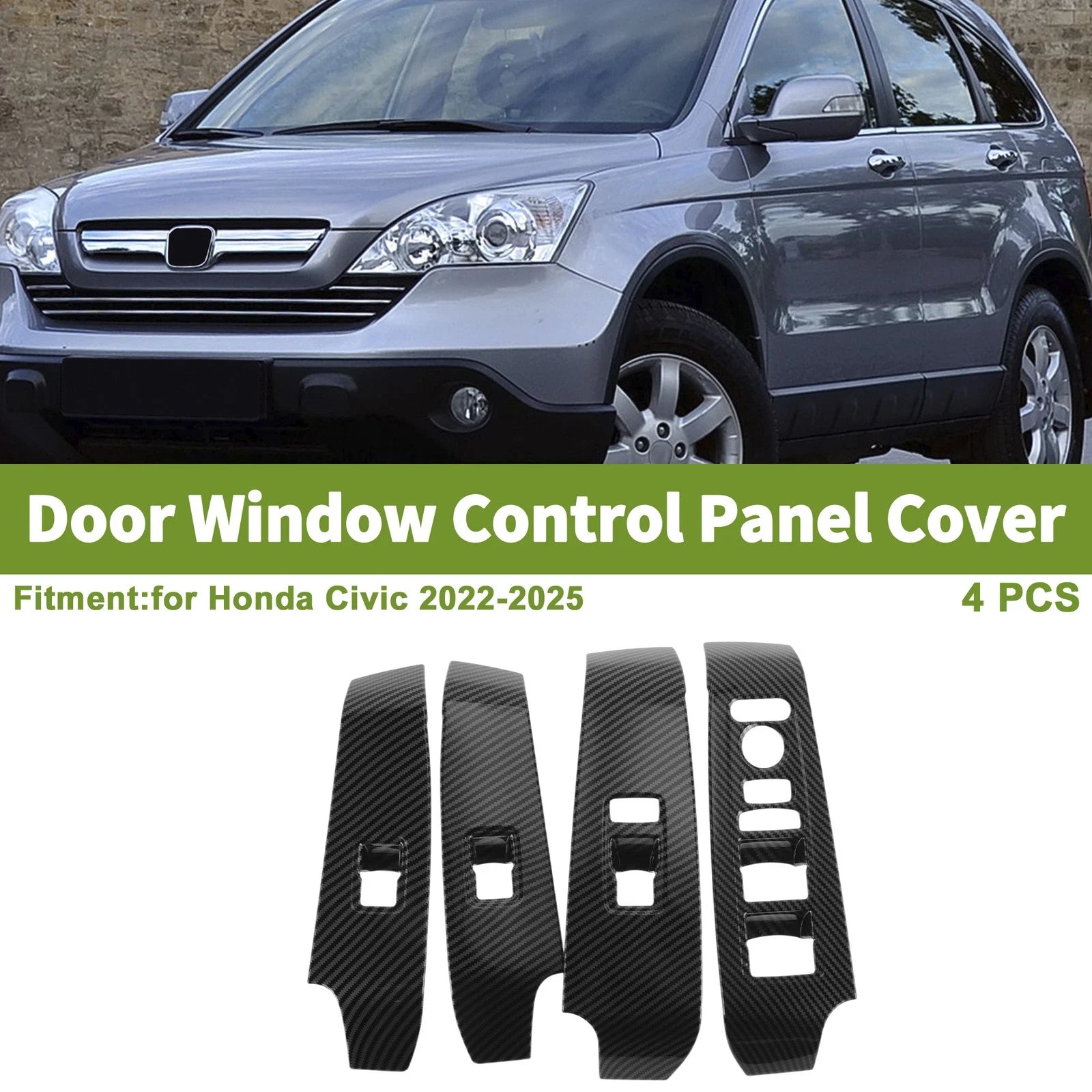 4 Pcs Window Switch Bezel Covers for Honda Civic (2022–2025)