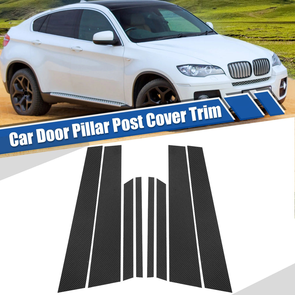 Carbon Pattern Door Window Pillar Post Cover Trim for BMW X6 (2007–2014)